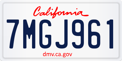 CA license plate 7MGJ961