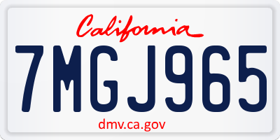 CA license plate 7MGJ965