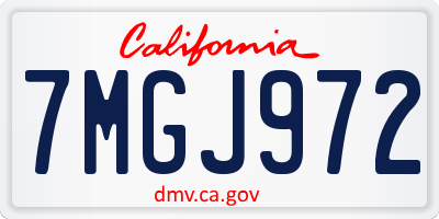 CA license plate 7MGJ972