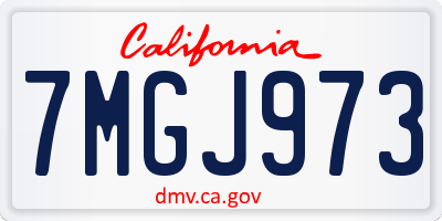 CA license plate 7MGJ973