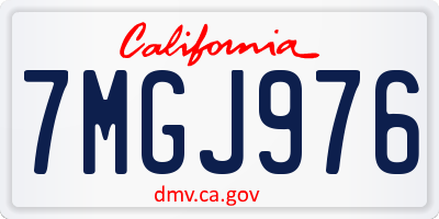 CA license plate 7MGJ976