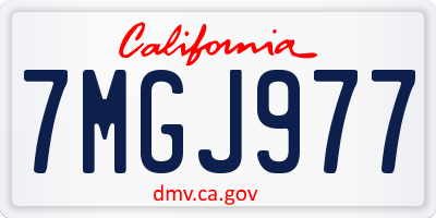 CA license plate 7MGJ977
