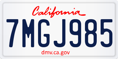 CA license plate 7MGJ985