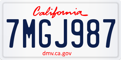 CA license plate 7MGJ987