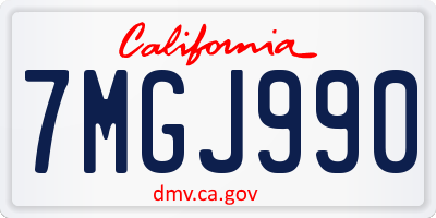 CA license plate 7MGJ990