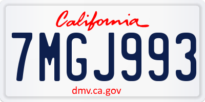 CA license plate 7MGJ993