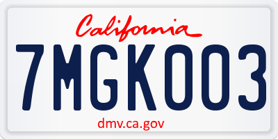 CA license plate 7MGK003