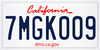 CA license plate 7MGK009
