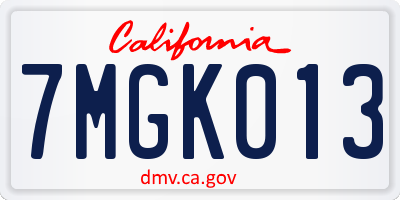 CA license plate 7MGK013