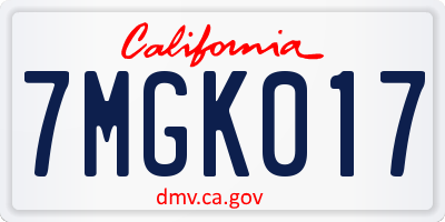 CA license plate 7MGK017