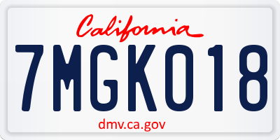 CA license plate 7MGK018