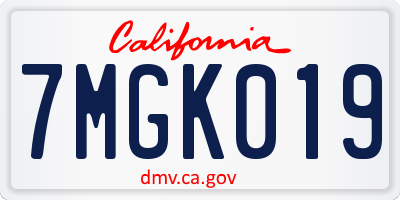 CA license plate 7MGK019