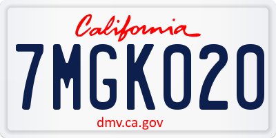 CA license plate 7MGK020