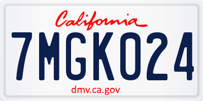 CA license plate 7MGK024