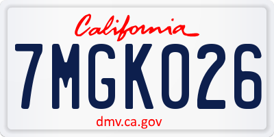 CA license plate 7MGK026