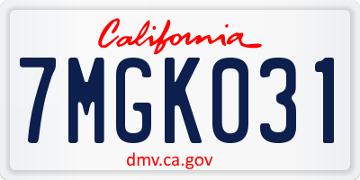 CA license plate 7MGK031
