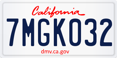 CA license plate 7MGK032