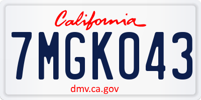 CA license plate 7MGK043
