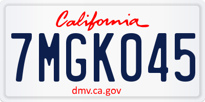 CA license plate 7MGK045