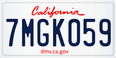 CA license plate 7MGK059