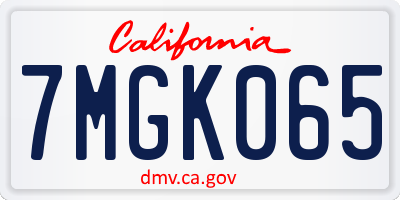 CA license plate 7MGK065