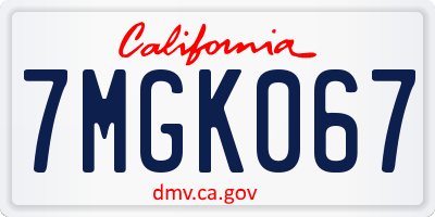 CA license plate 7MGK067