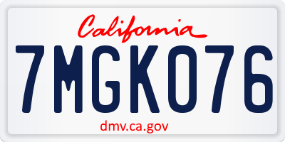 CA license plate 7MGK076