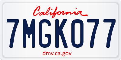 CA license plate 7MGK077