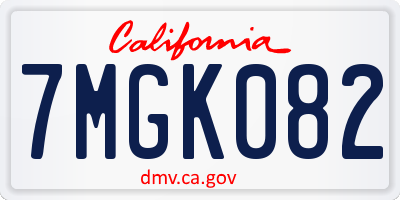 CA license plate 7MGK082