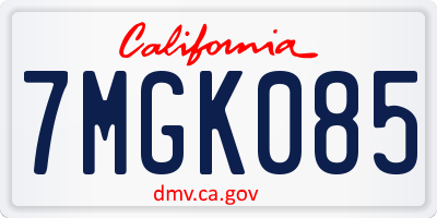 CA license plate 7MGK085