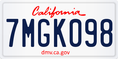CA license plate 7MGK098