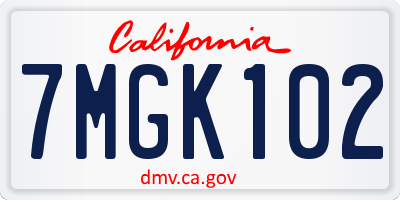 CA license plate 7MGK102