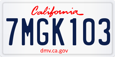 CA license plate 7MGK103