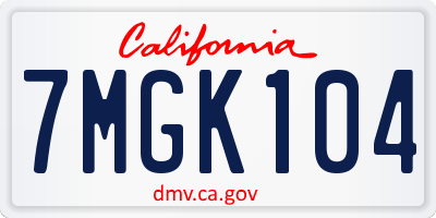 CA license plate 7MGK104