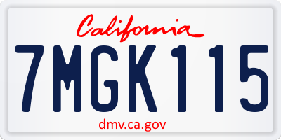 CA license plate 7MGK115