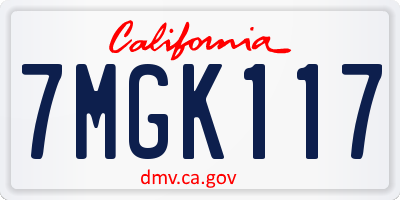 CA license plate 7MGK117