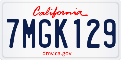 CA license plate 7MGK129