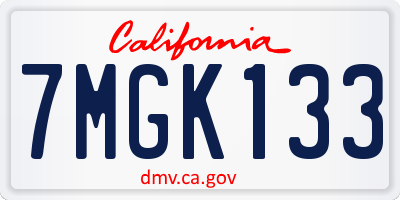 CA license plate 7MGK133