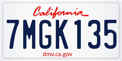 CA license plate 7MGK135