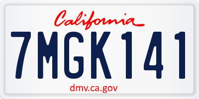 CA license plate 7MGK141