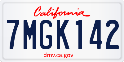 CA license plate 7MGK142