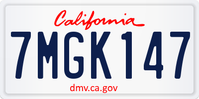 CA license plate 7MGK147