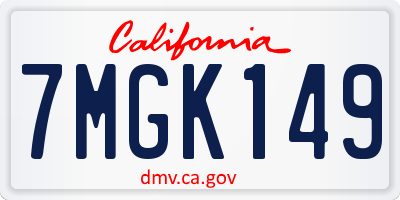 CA license plate 7MGK149