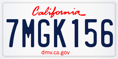 CA license plate 7MGK156