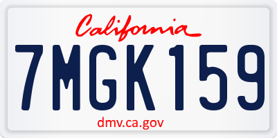CA license plate 7MGK159