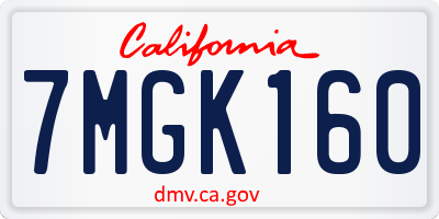 CA license plate 7MGK160