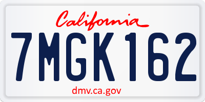 CA license plate 7MGK162