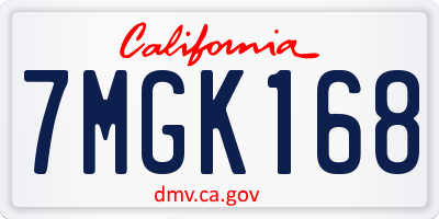 CA license plate 7MGK168