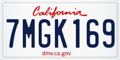 CA license plate 7MGK169