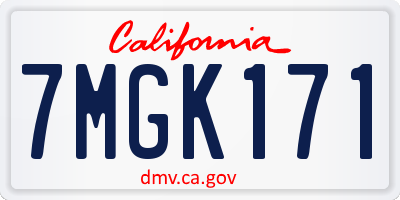 CA license plate 7MGK171